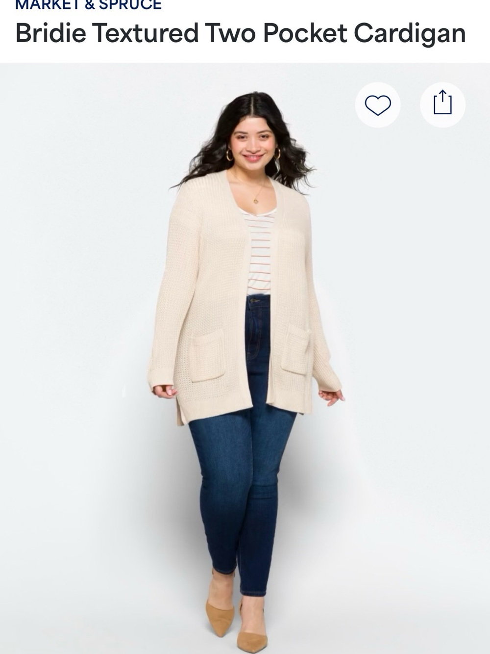 Market & Spruce Birdie Textured Two Pocket Cardigan Cream 2X Stitch Fix